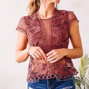 Buckle Crochet Floral Top